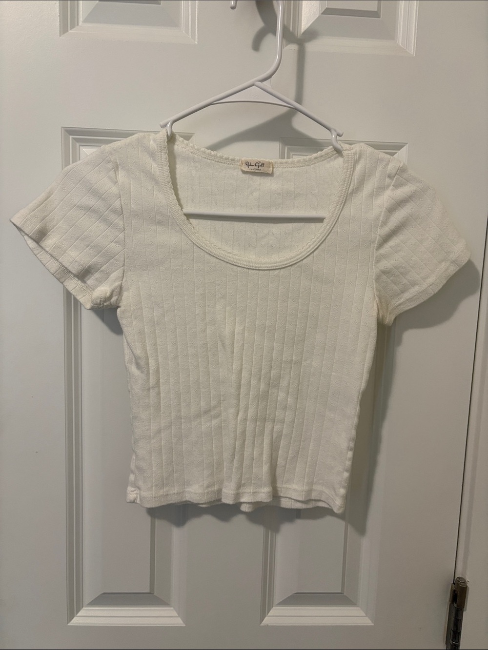 Brandy Melville white Scoop Short Sleeve Top